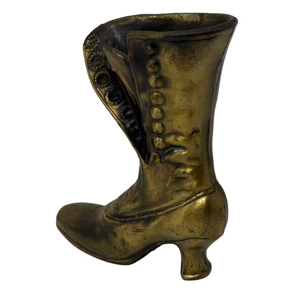 Vintage Brass Victorian Boot Shoe Planter Vase Steampunk Decor Vase Antique - Picture 3 of 10